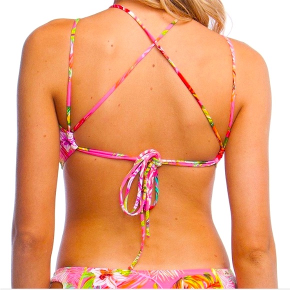 NWT HOBIE Tropical Strappy Bikini Top - Picture 2 of 6